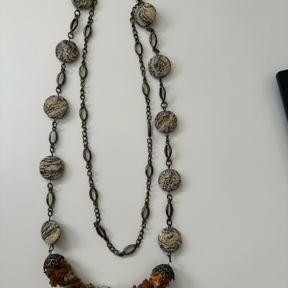 Georguose versatile sweater necklace w. Real Amber Stones - Picture 9 of 9